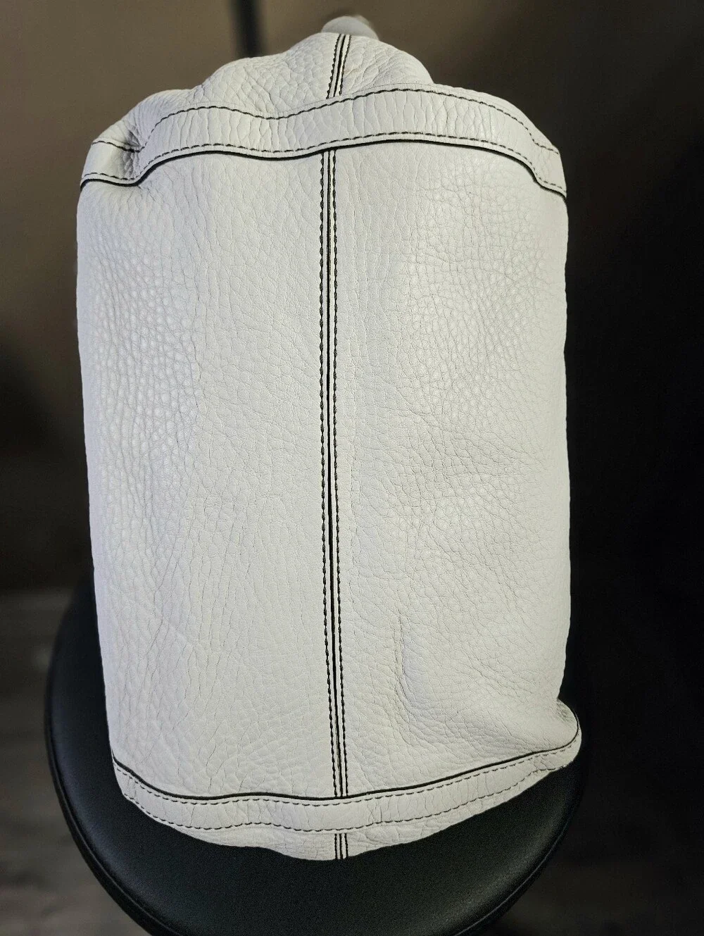 Cole Haan White Pebbled Leather Slouchy Satchel